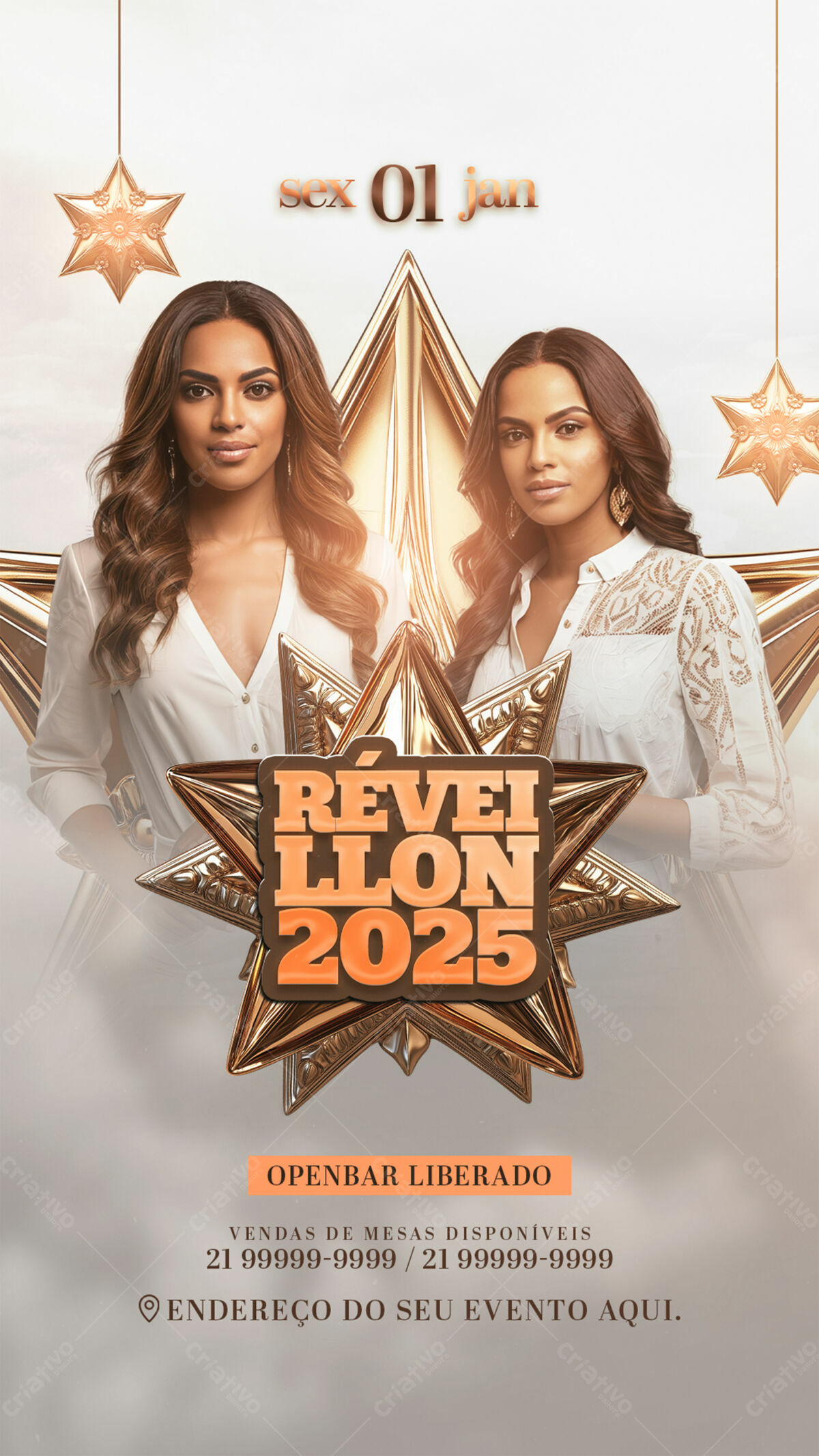 Flyer para Réveillon 2025 PSD Editável
