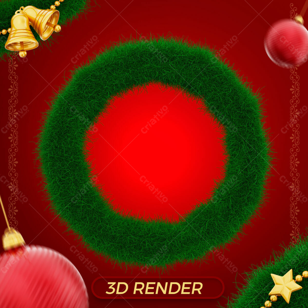 Selo 3D Natalino Verde com Acabamento Felpudo