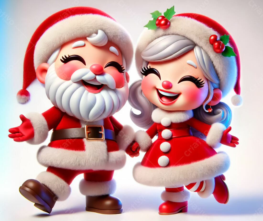 Papai Noel e Mamãe Noel animados Natal