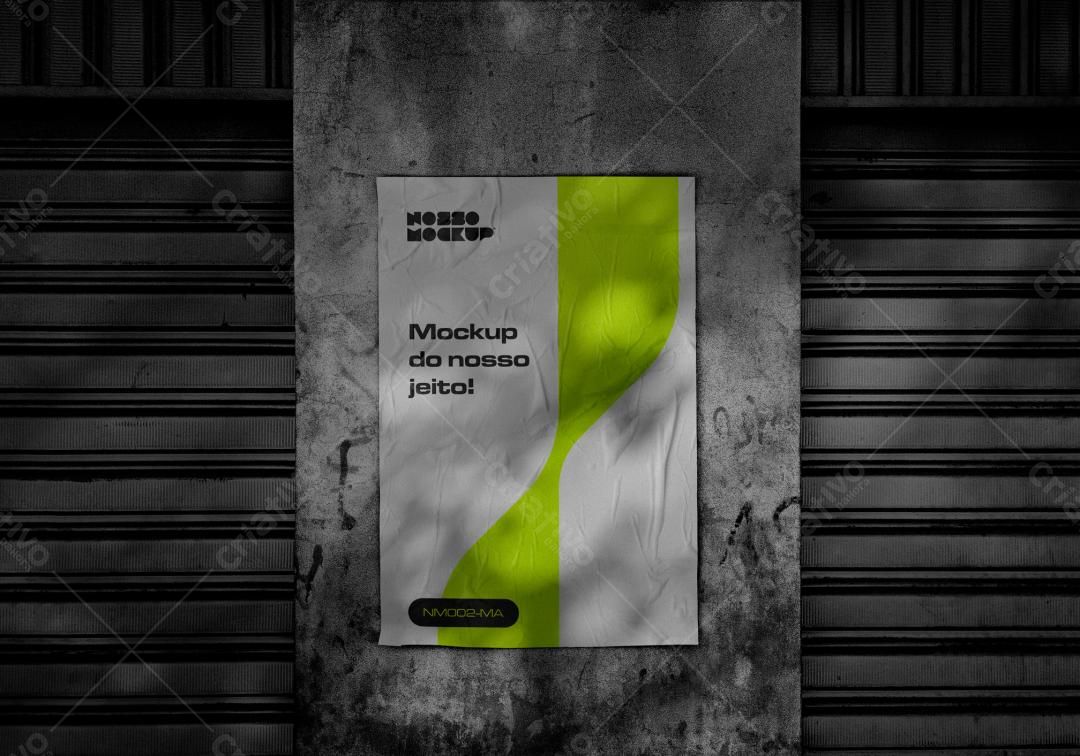 Mockup Pôster em Parede Urbana: Cinza, Verde-Lima e Estilo Realista