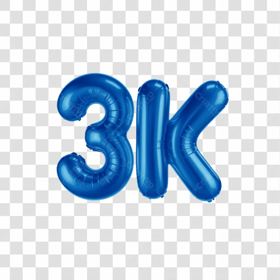 Icone 3K Seguidores Balões Azul PNG com fundo transparente