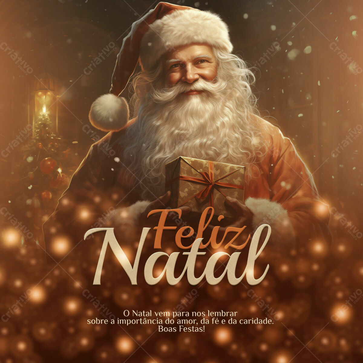 Postagem Natalina com Papai Noel PSD Editável