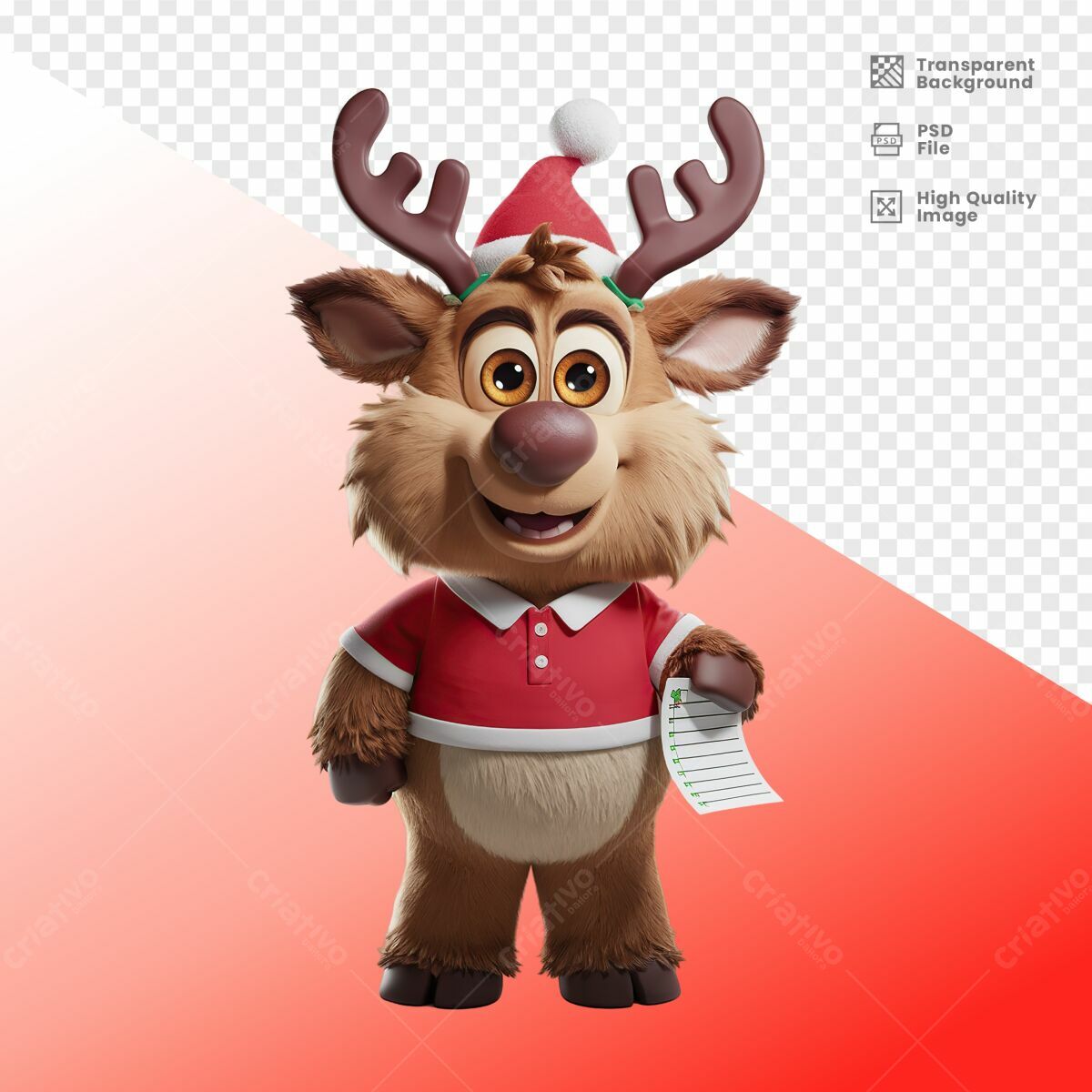 Mascote Rena Natalino PSD Editável