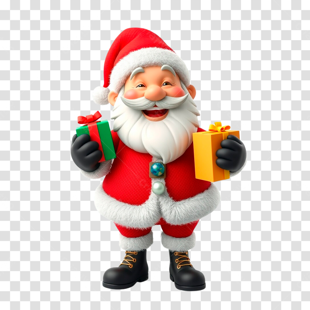 Papai Noel alegre com presentes natalinos