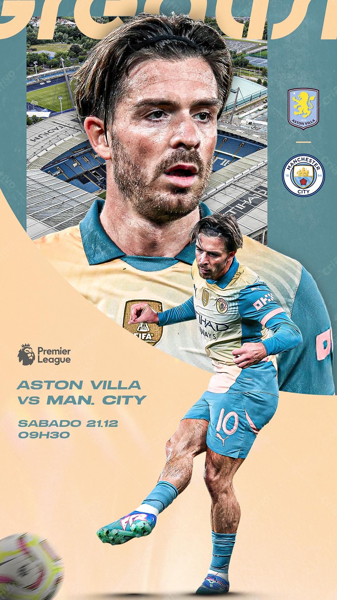 Poster Aston Villa x Man City PSD Editável
