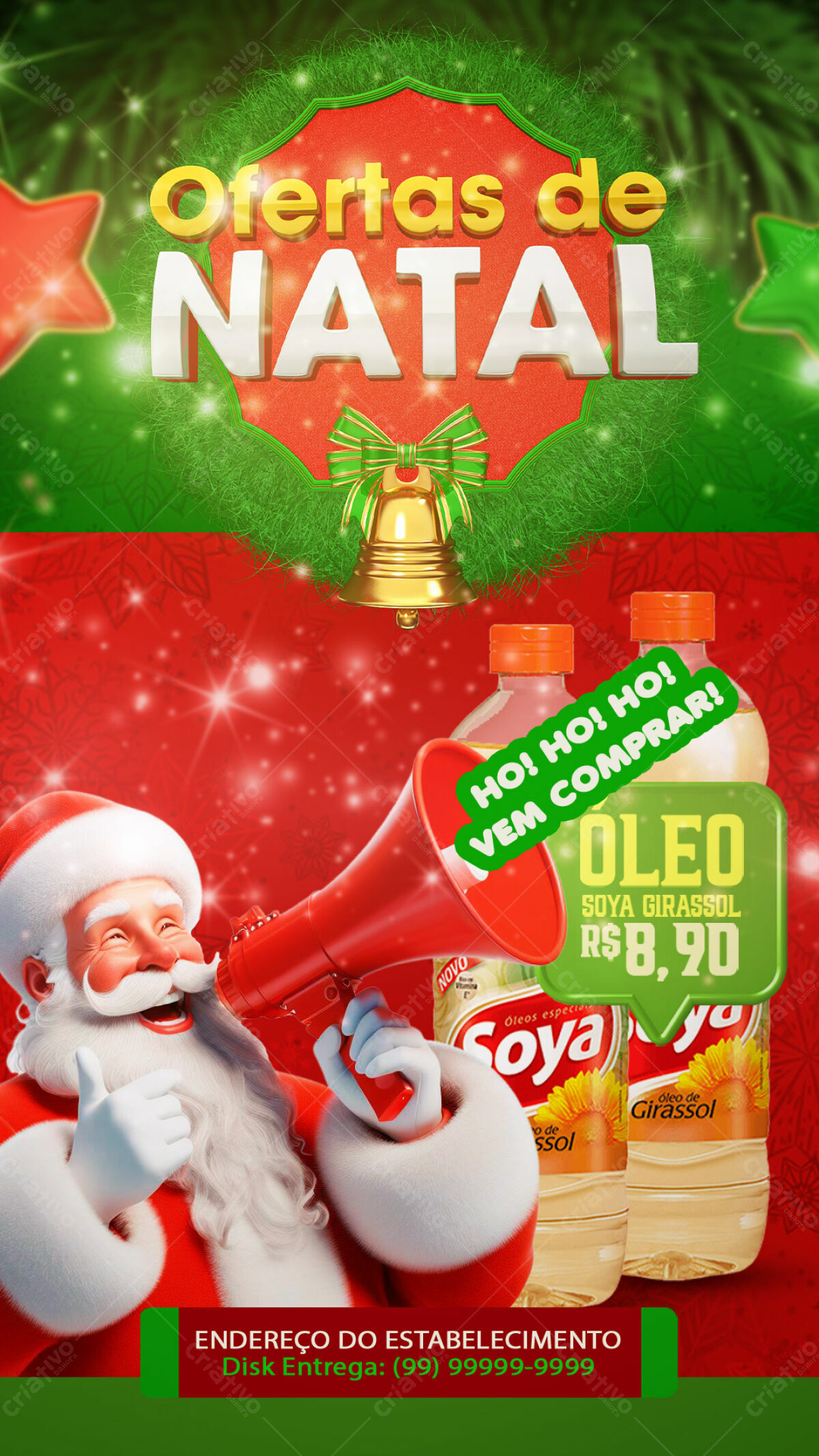 Flyer de Natal com Papai Noel PSD Editável