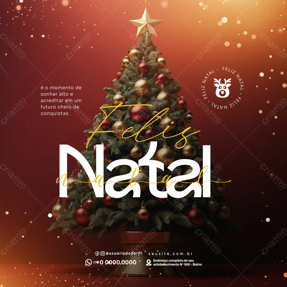 Postagem Feliz Natal Árvore PSD Editável