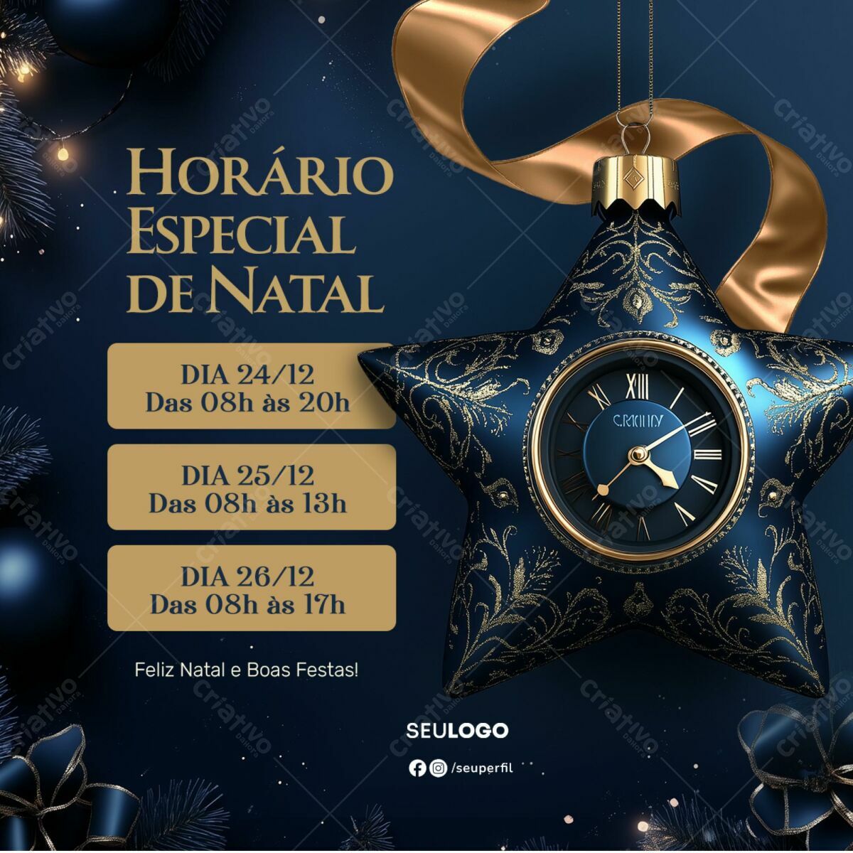 Flyer Horário Especial de Natal PSD Editável