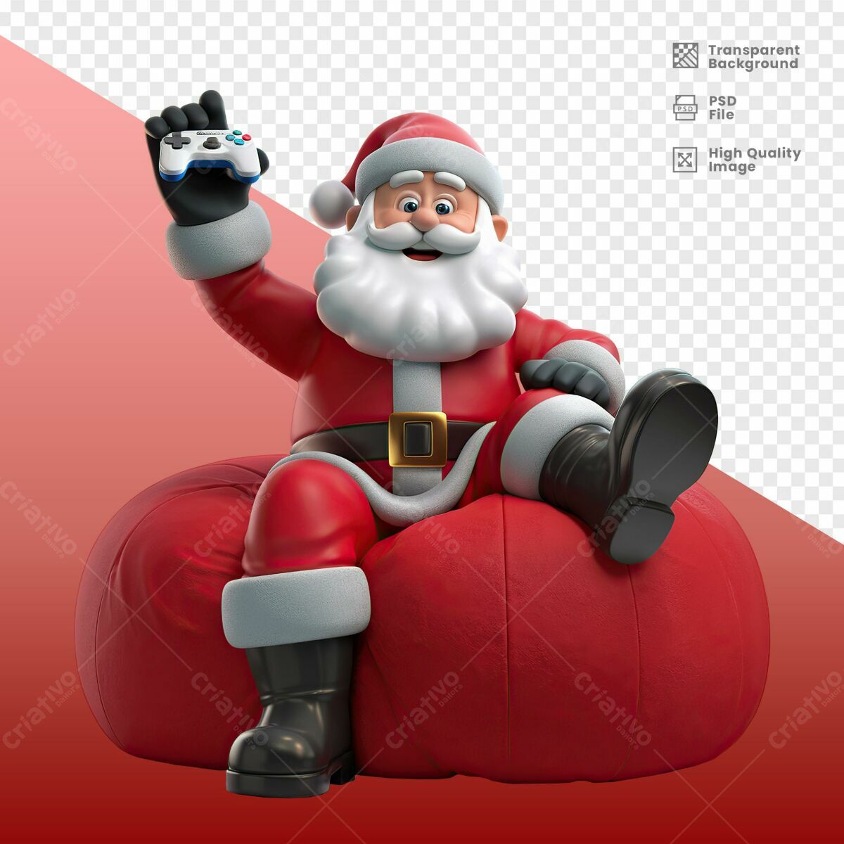 Ilustração Natalina Papai Noel Gamer PSD Editável