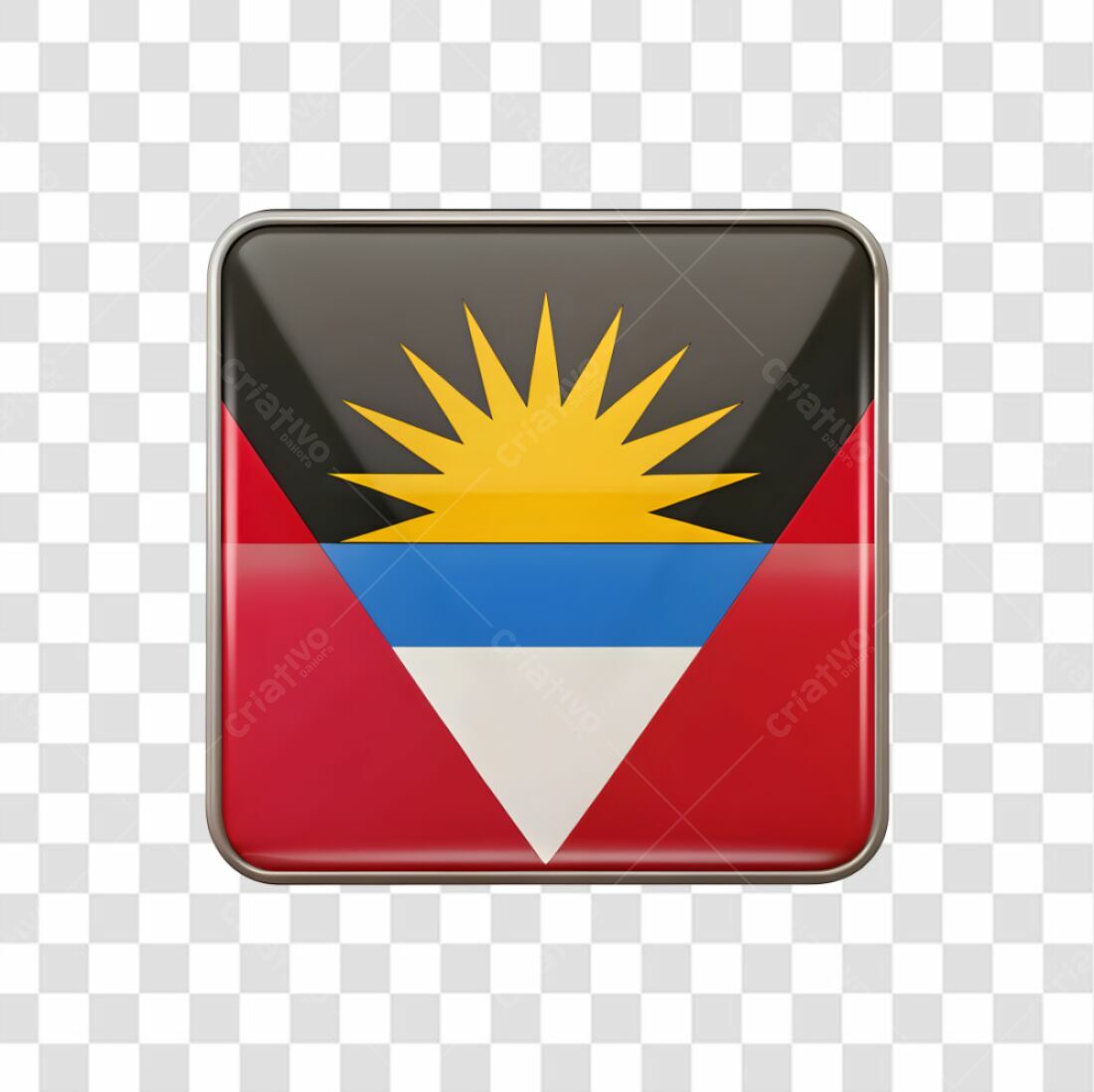 Icone Bandeira Antigua e Barbuda PNG com fundo transparente