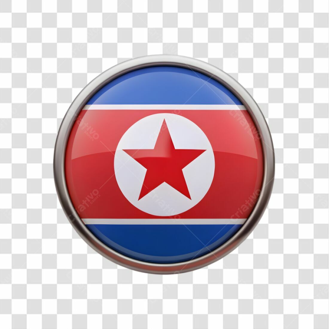 Icone Bandeira Coreia do Norte PNG com fundo transparente