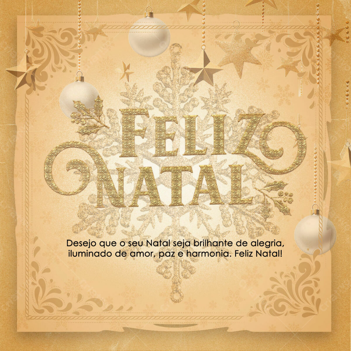 Cartão de Natal Dourado PSD Editável