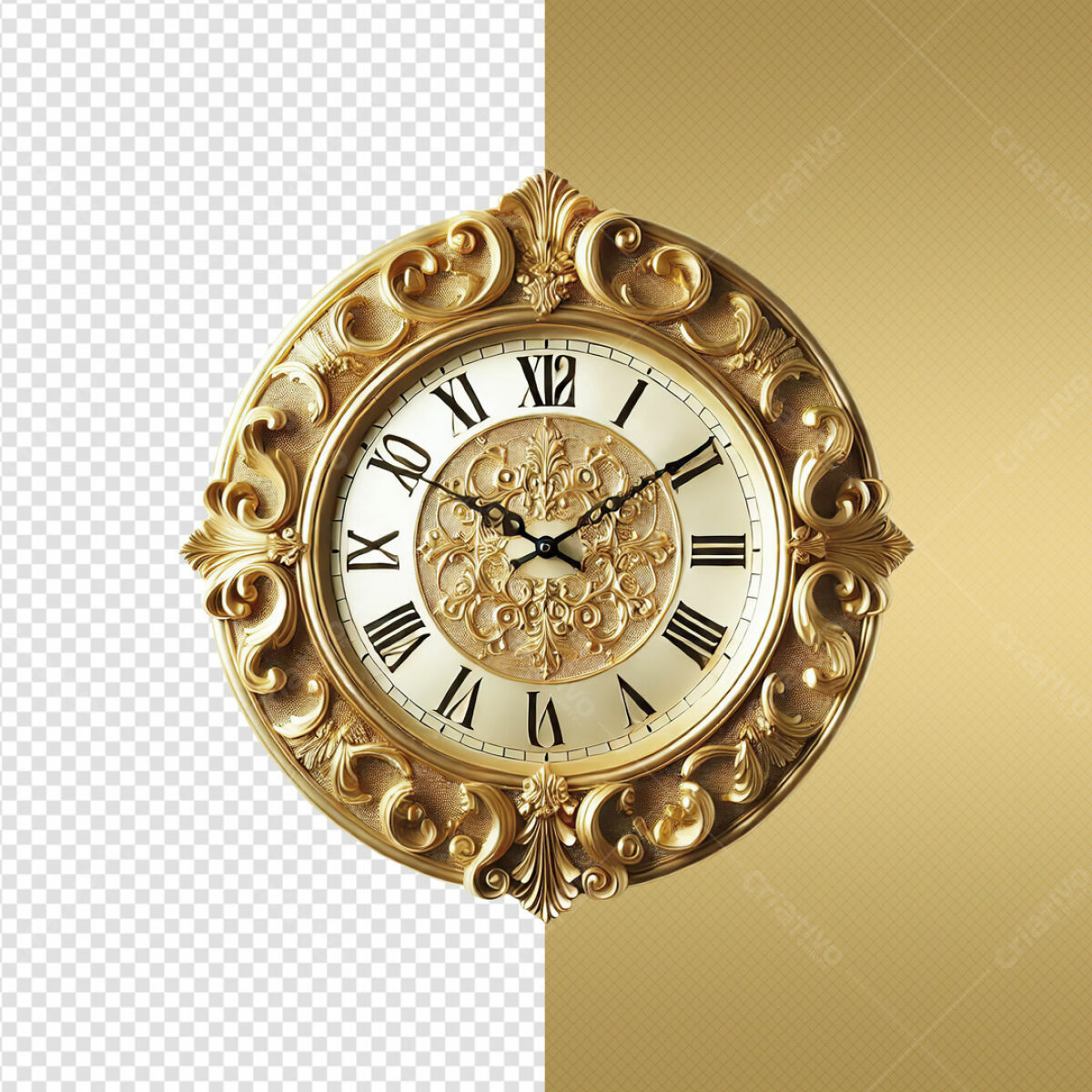 Editable PSD Luxurious Gold Clock
