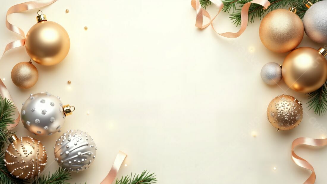 Enfeites de Natal Dourados e Prateados