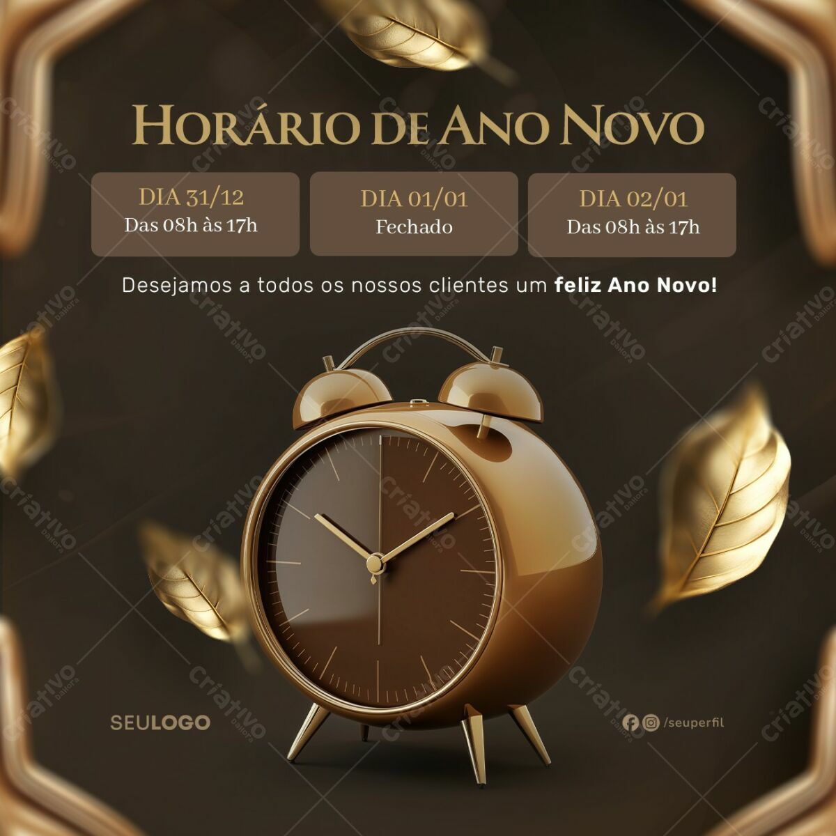 Flyer Horário de Ano Novo PSD Editável