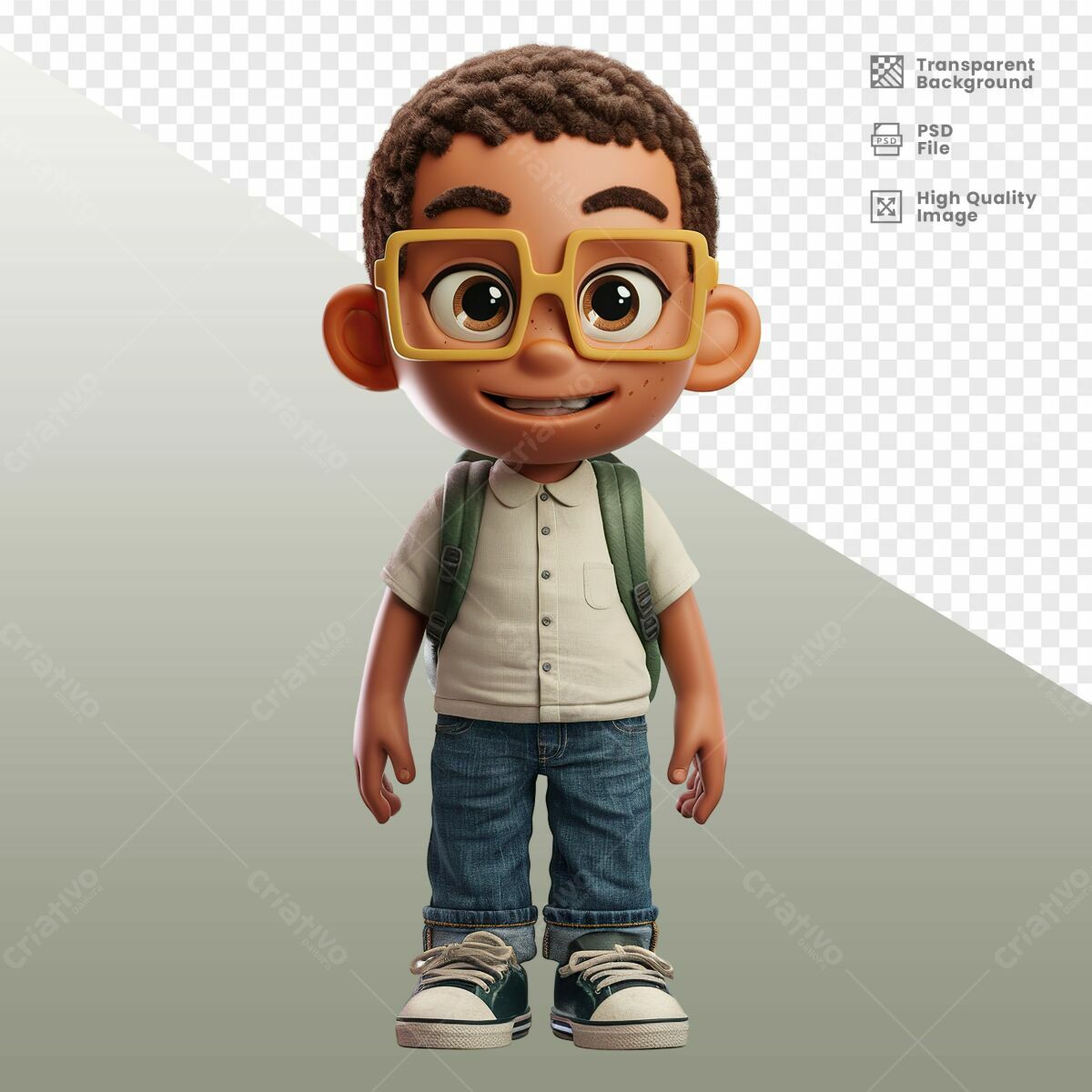 Personagem Cartoon Aluno PSD Editável