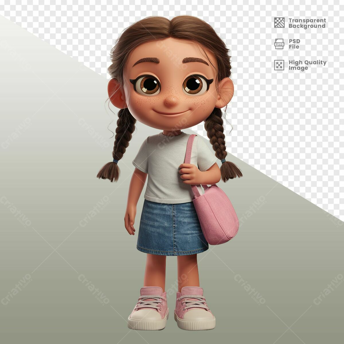 Personagem Cartoon Menina PSD Editável