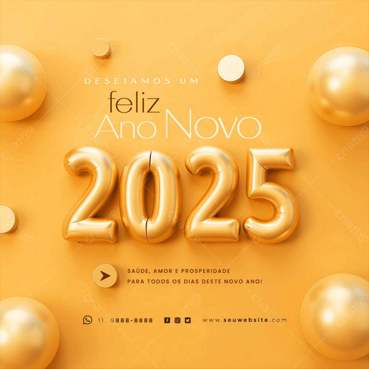 Postagem de Ano Novo 2025 PSD Editável