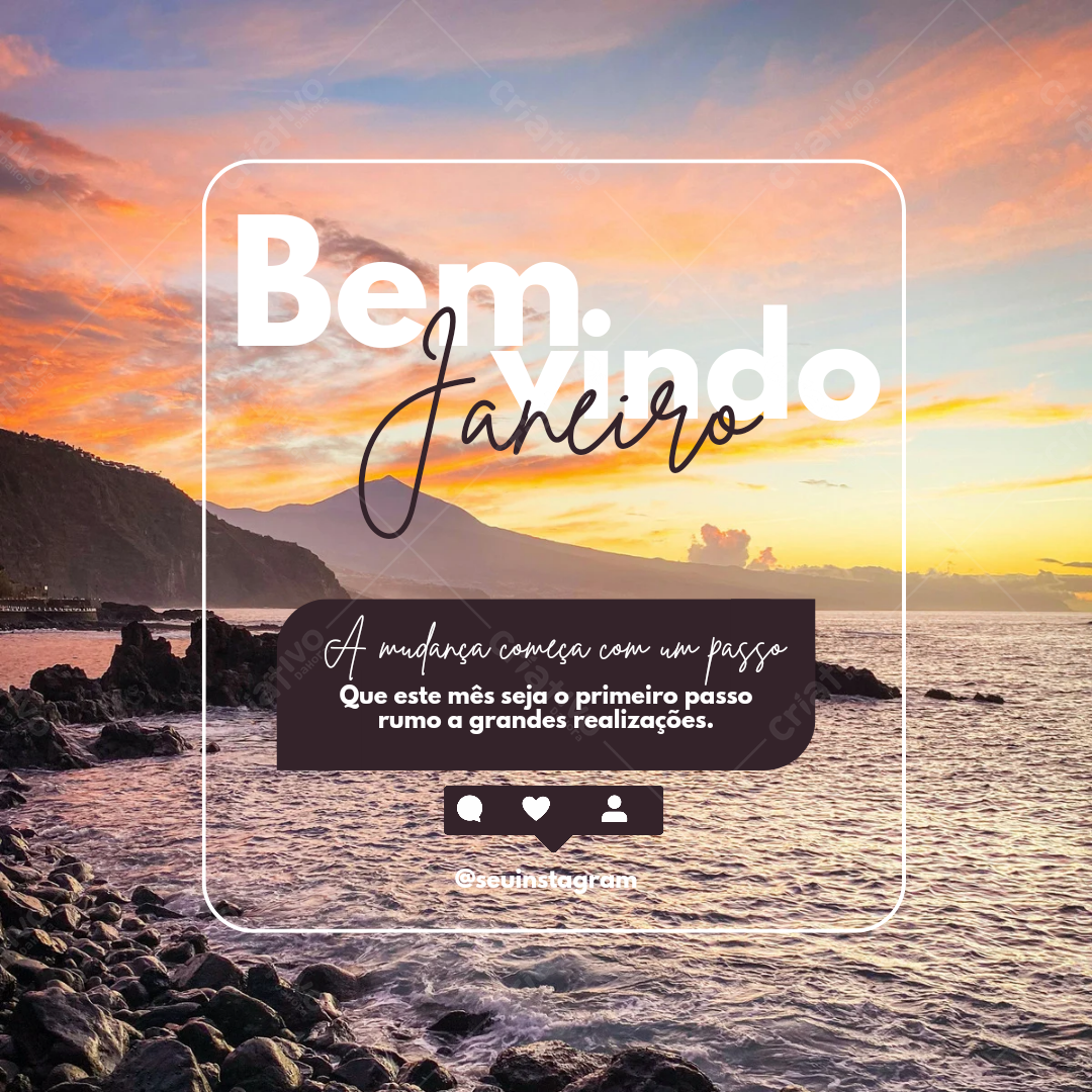 Post Instagram Janeiro paisagem tropical Editável no Canva