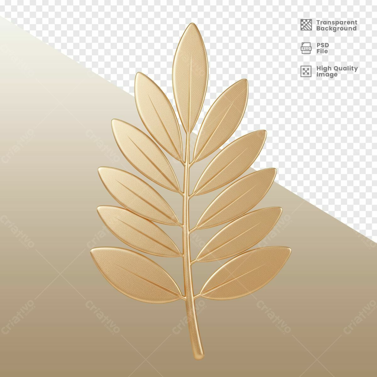 Folha Dourada Elegante PSD Editável
