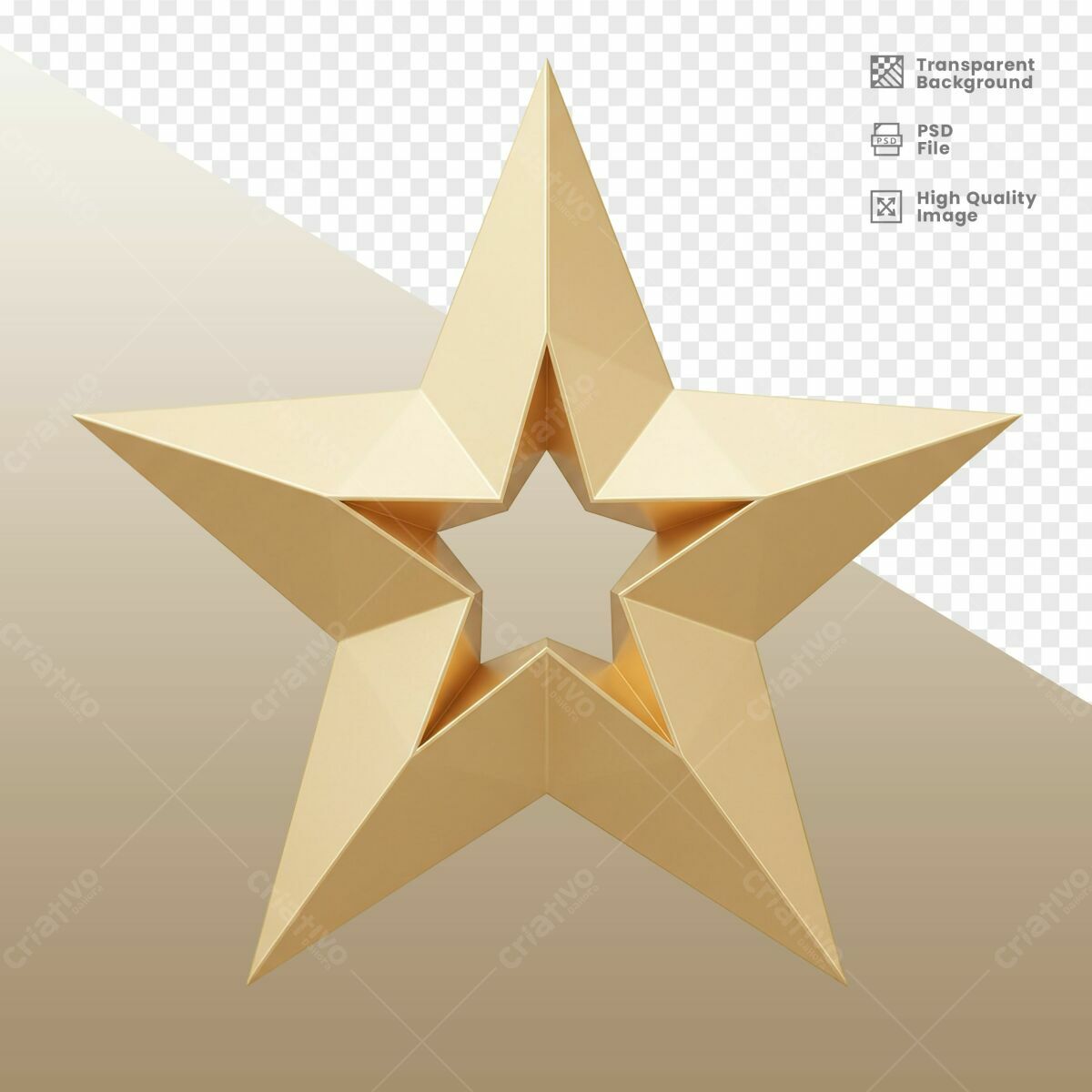 Estrela Dourada 3D PSD Editável