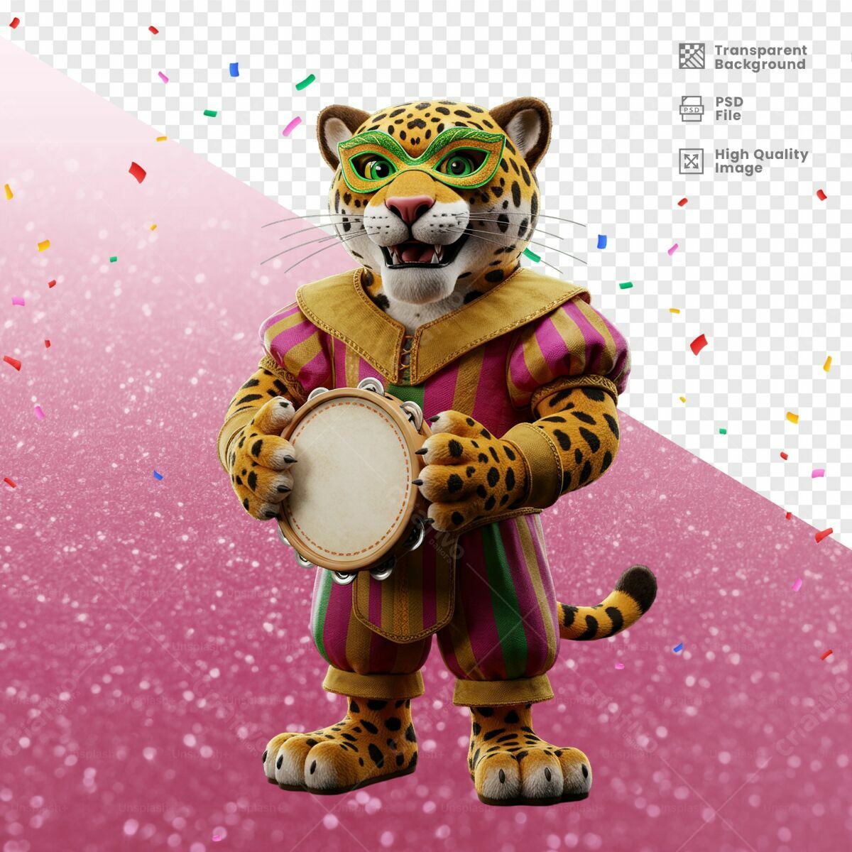 Personagem Onça Carnavalesca PSD Editável
