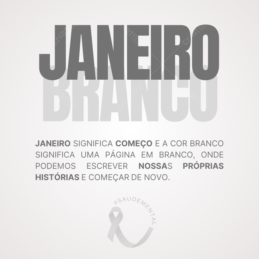 Post Instagram Janeiro Branco reflexivo Editável no Canva