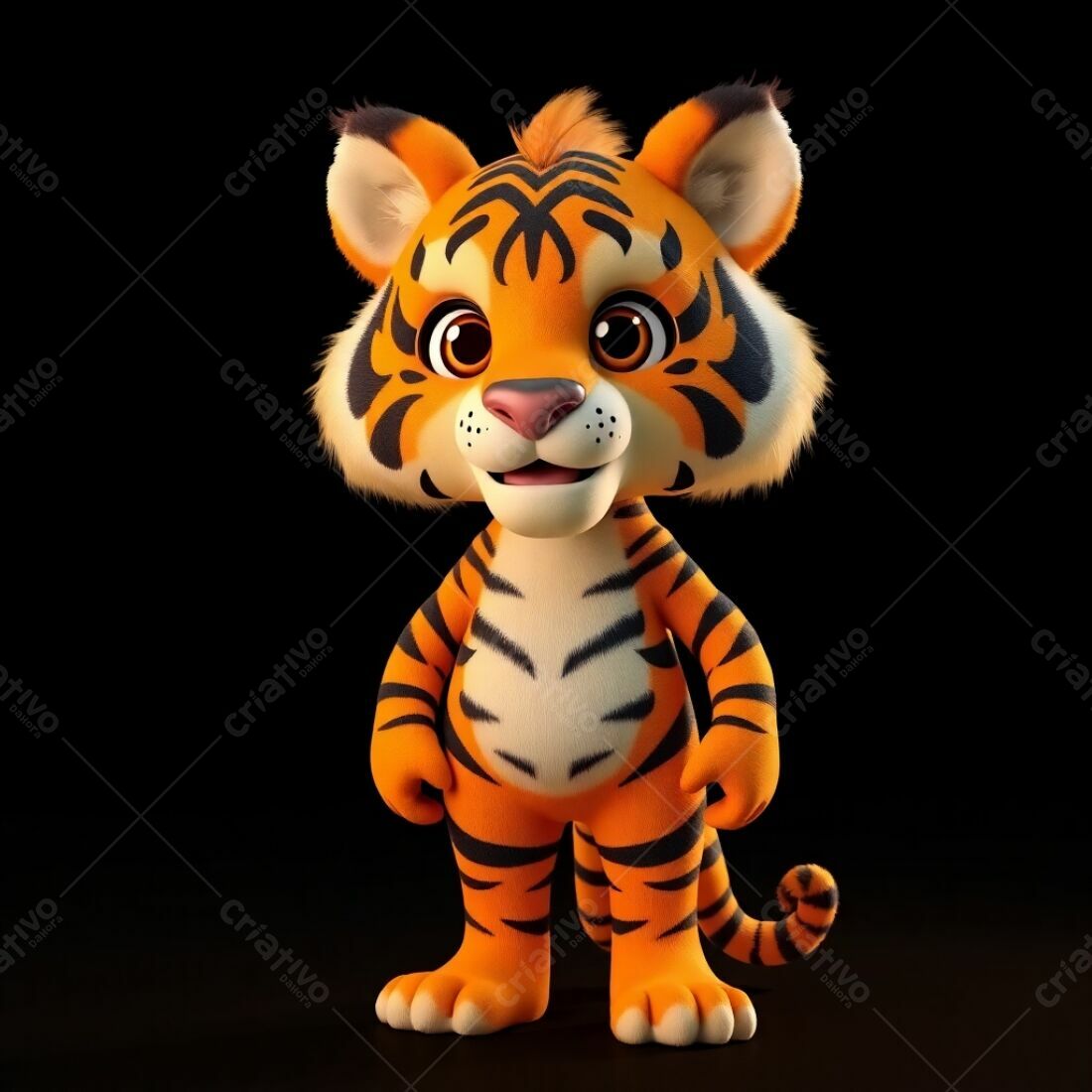 Tigre Bebê Cartoon Laranja e Preto