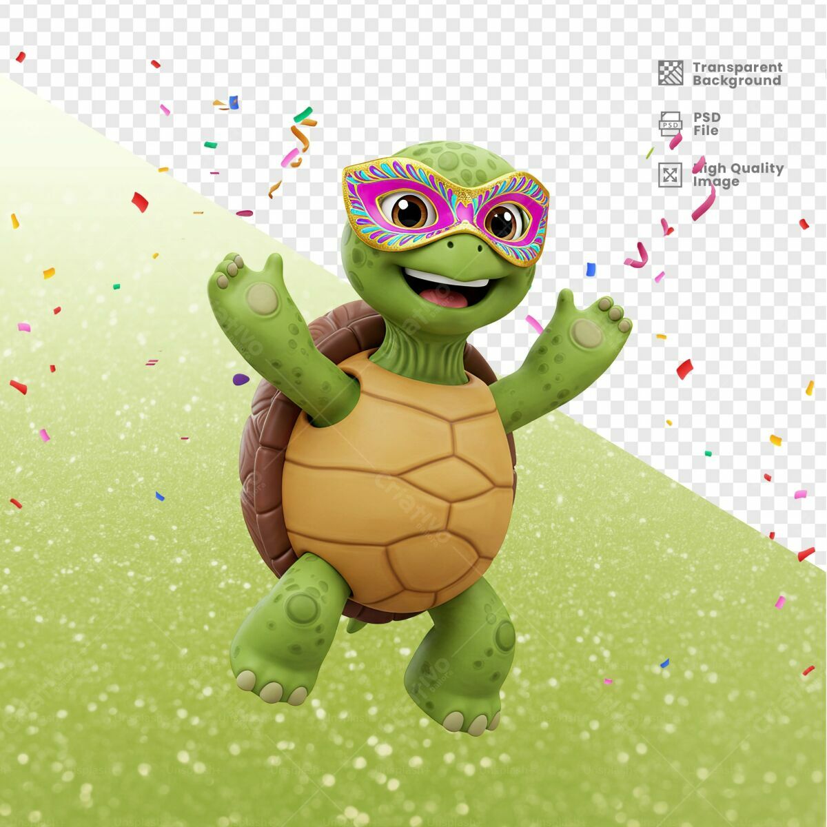 Imagem Tartaruga Carnaval PSD Editável
