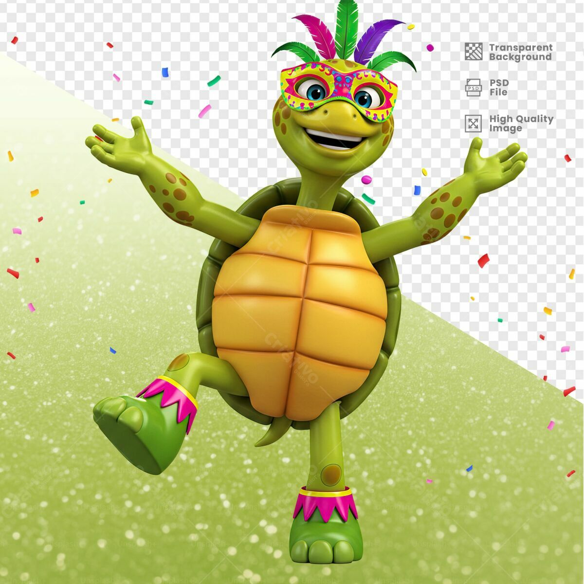 Editable PSD Carnival Turtle Mascot