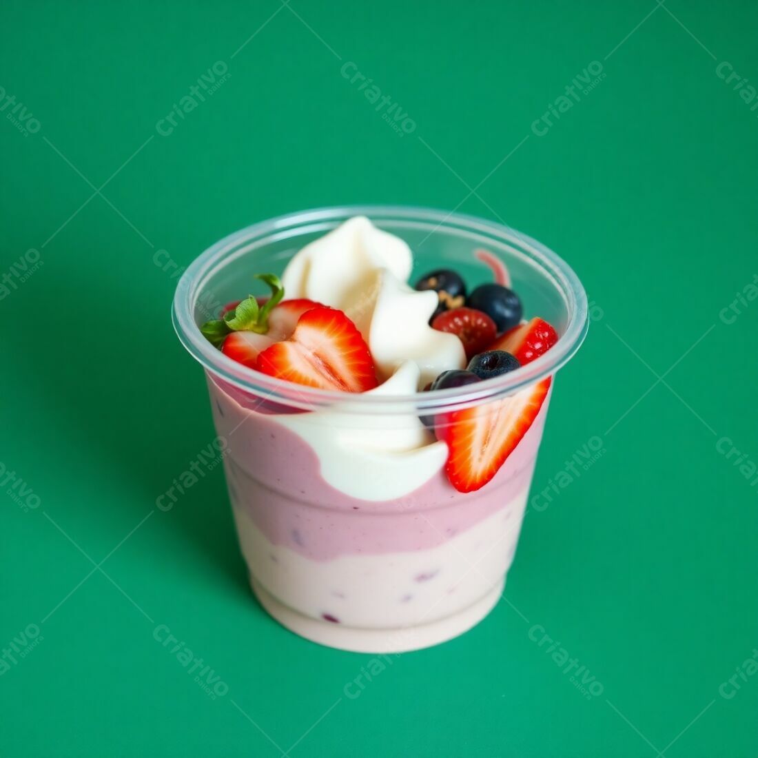 Sobremesa de iogurte com frutas vermelhas