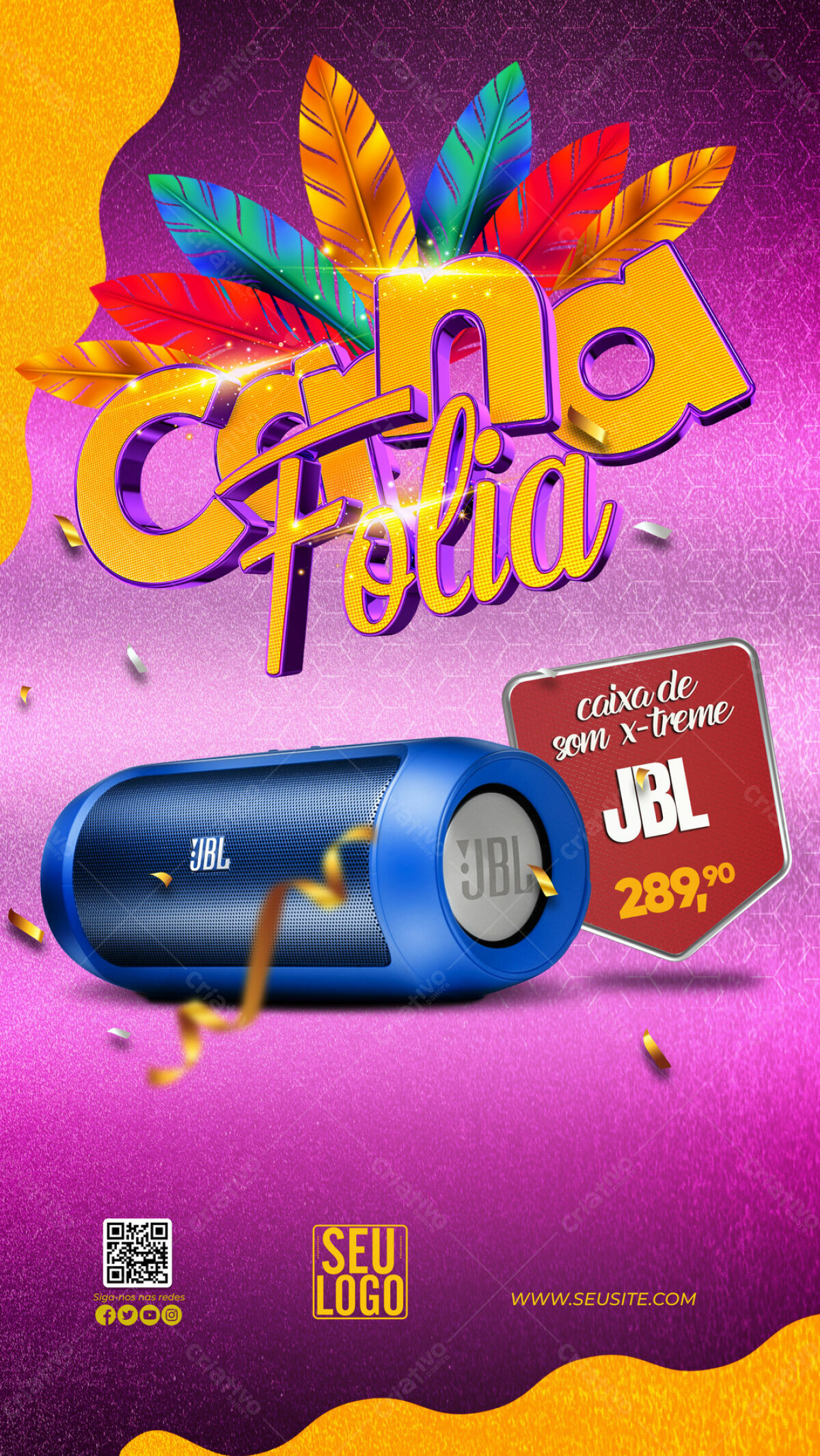 Flyer Carnaval com JBL PSD Editável