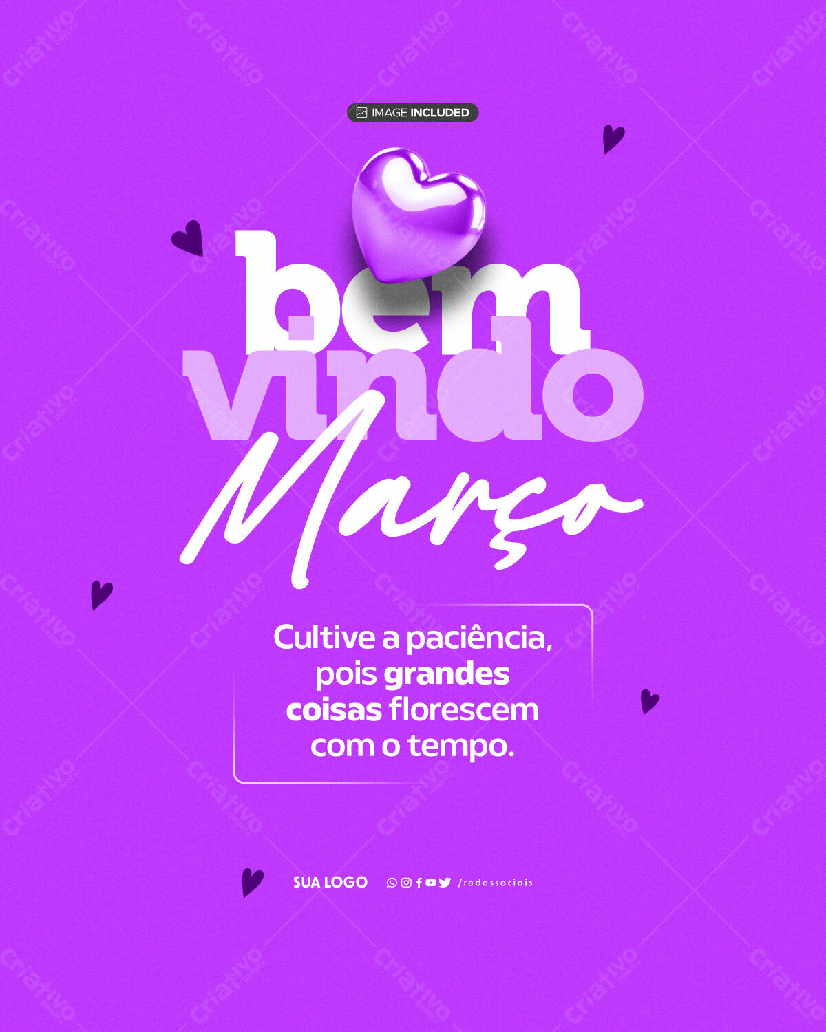 Post para Boas Vindas a Março PSD Editável