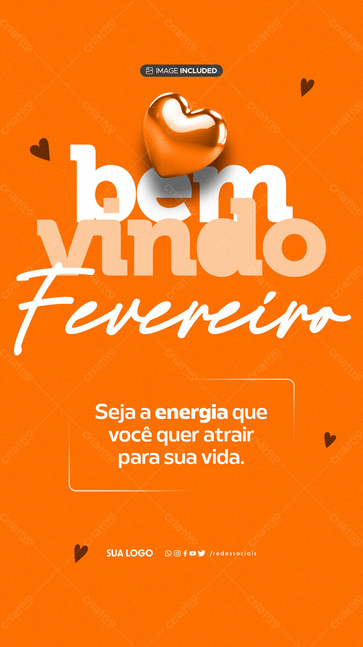 Flyer Boas Vindas Fevereiro PSD Editável