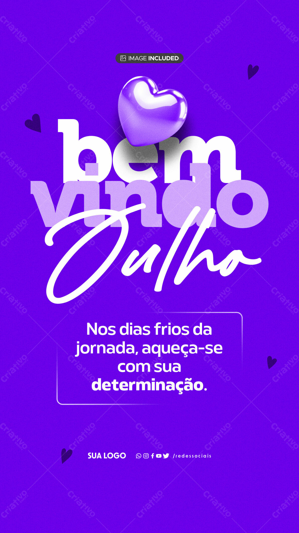 Flyer Bem-vindo Julho PSD Editável