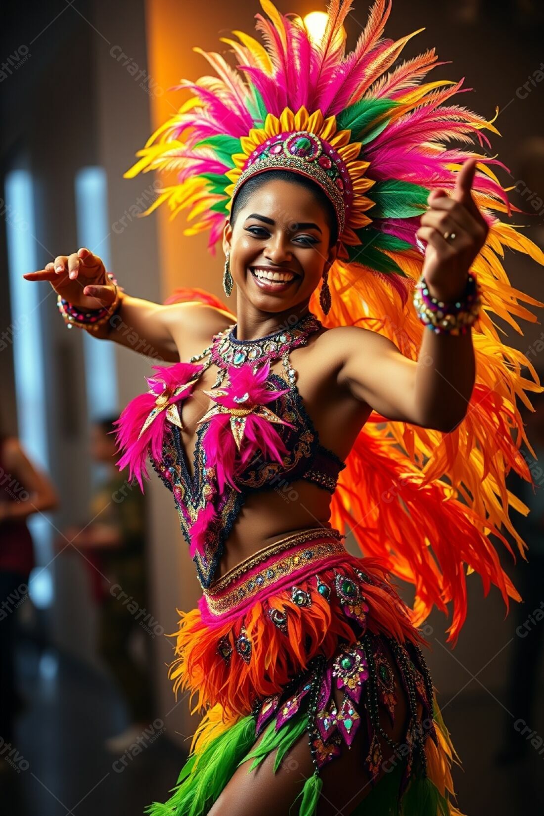 Bailarina brasileira em fantasia vibrante