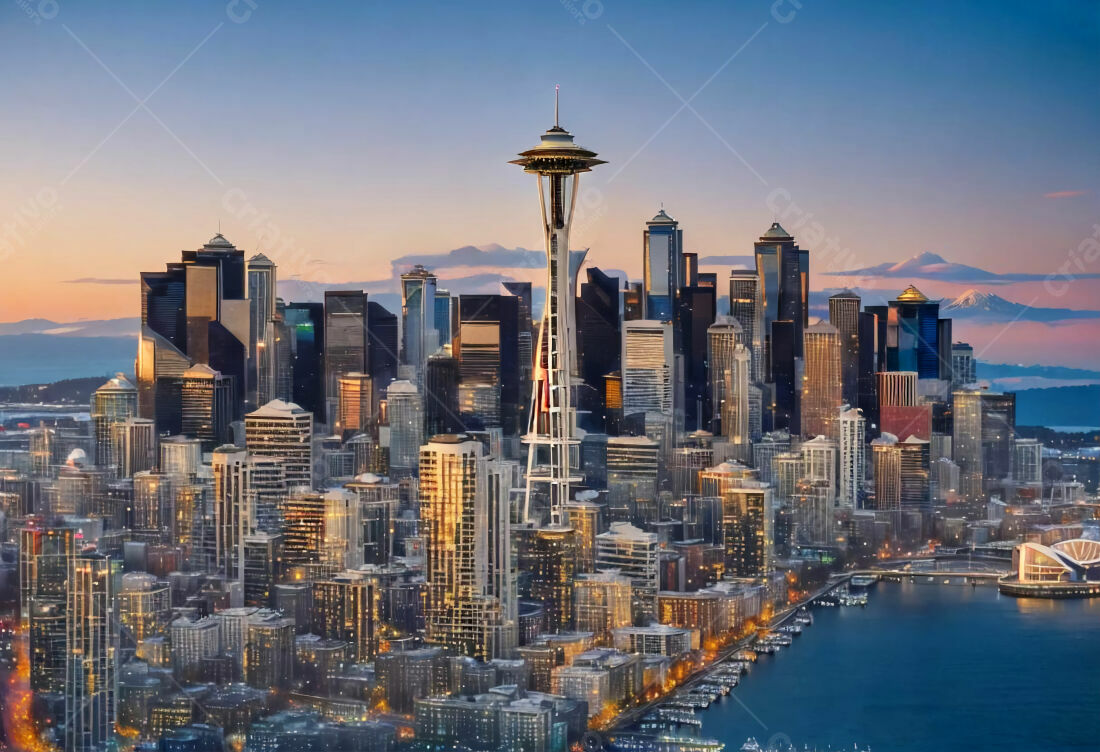 Seattle Skyline ao Pôr do Sol