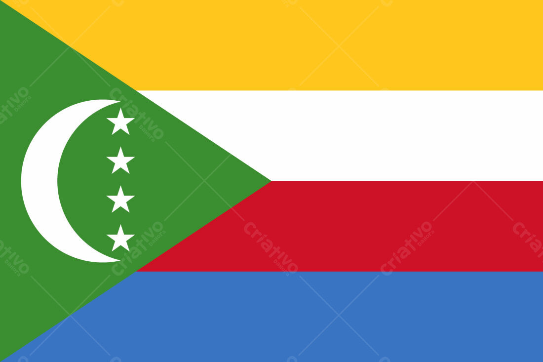 Bandeira de Anjouan verde amarela branca vermelha e azul