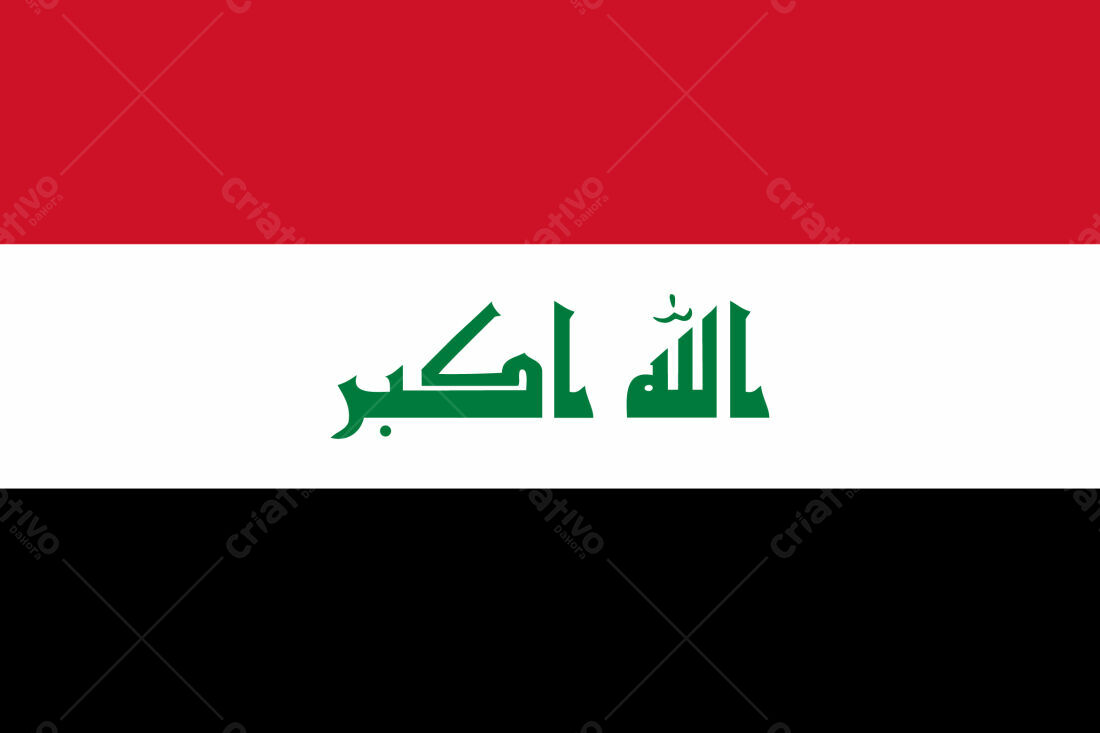 Bandeira do Iraque cores vermelha branca e preta