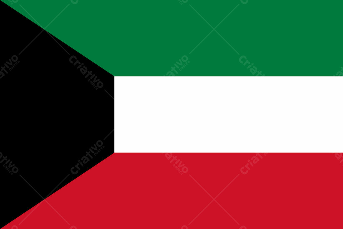Bandeira do Kuwait verde branca e vermelha