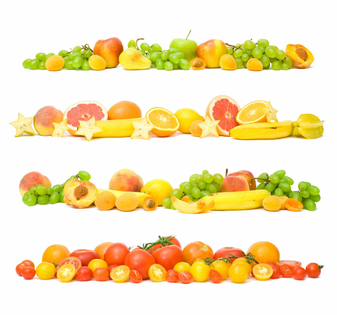Frutas coloridas em composição vibrante