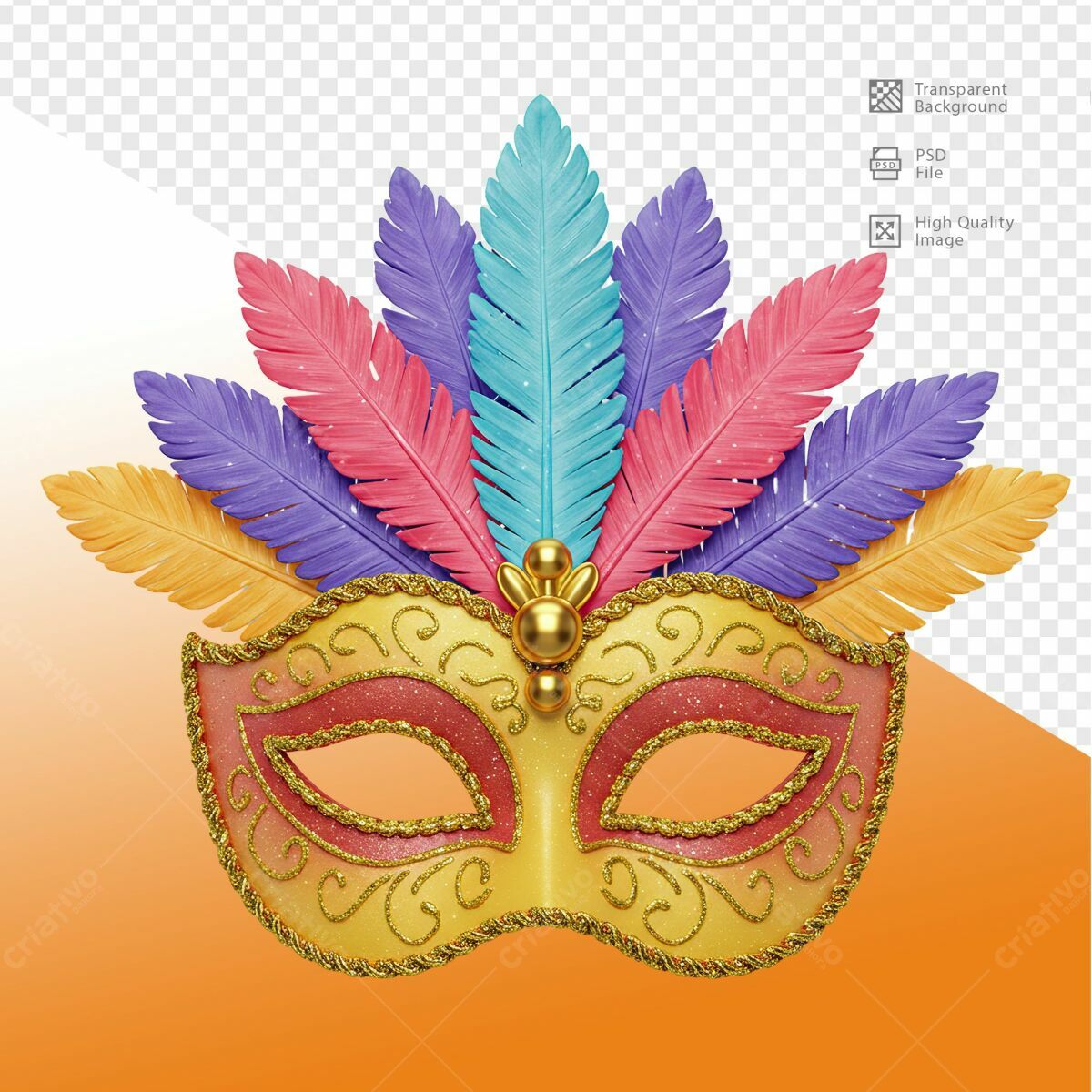 Máscara de Carnaval Colorida PSD Editável