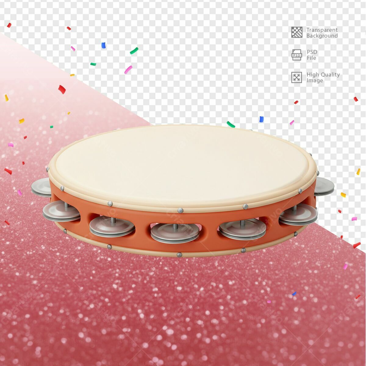 Editable PSD Tambourine Mockup for Party