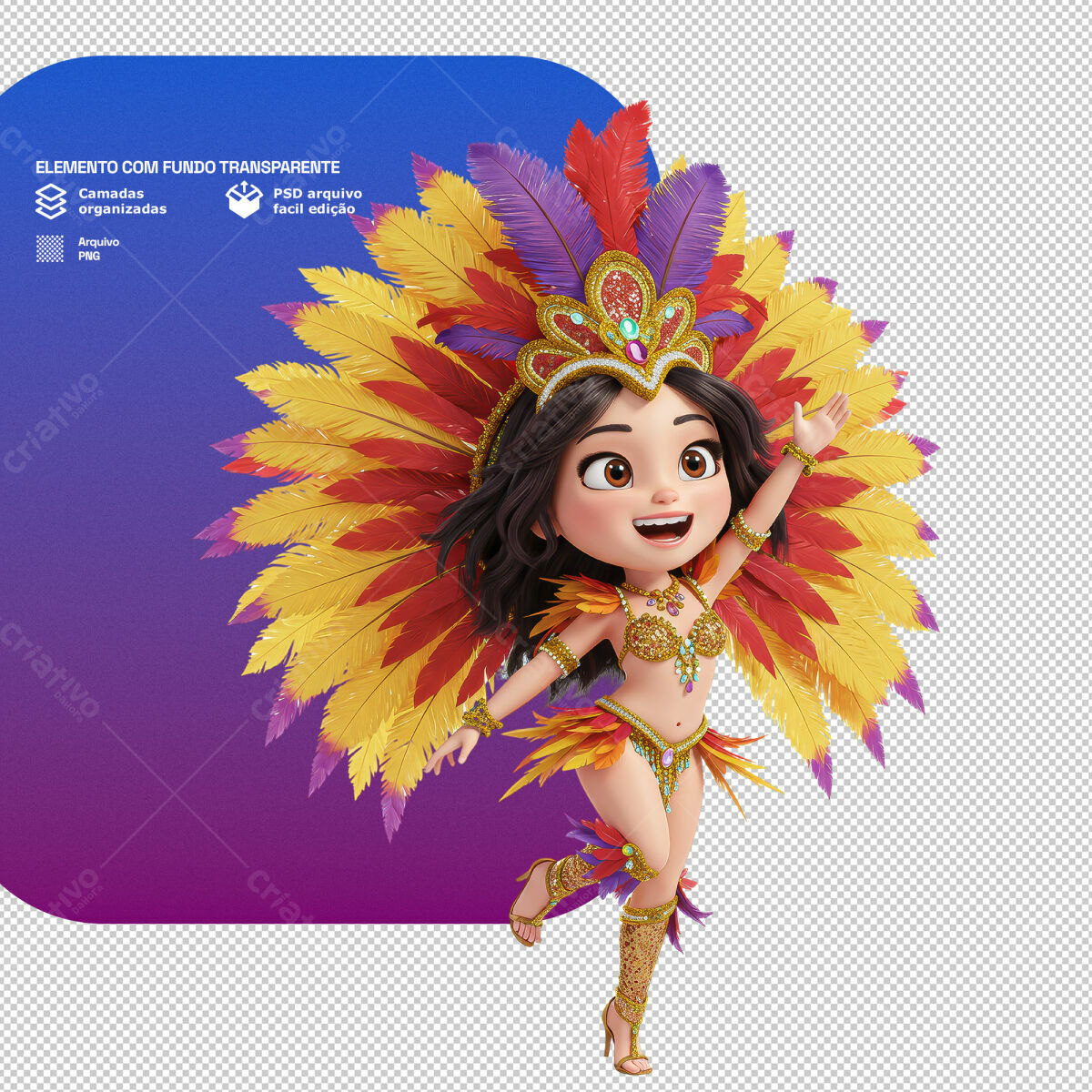PSD Personagem Carnaval 3D PSD Editável