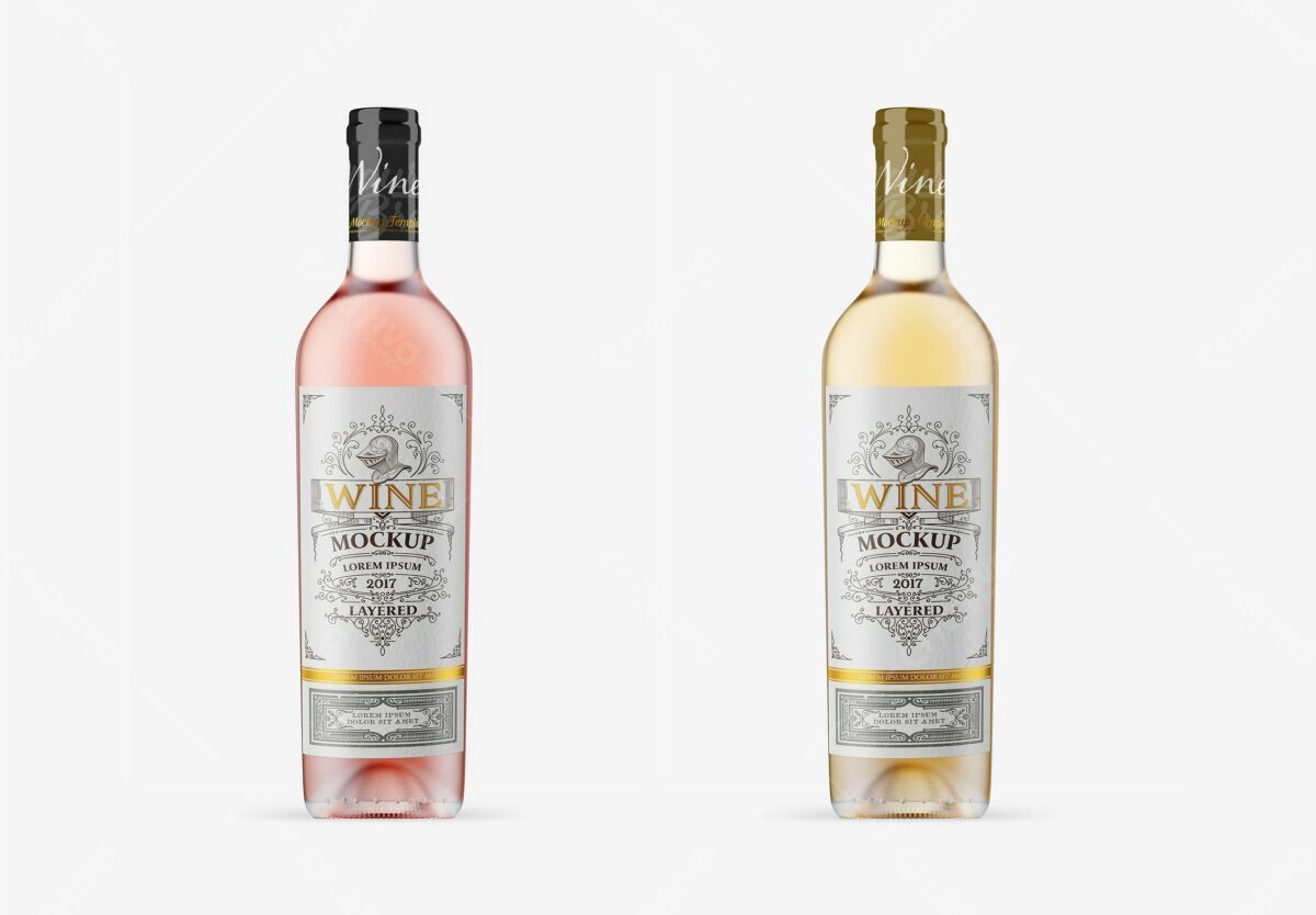 Mockup Rótulo de Vinho Rosé e Branco PSD Editável