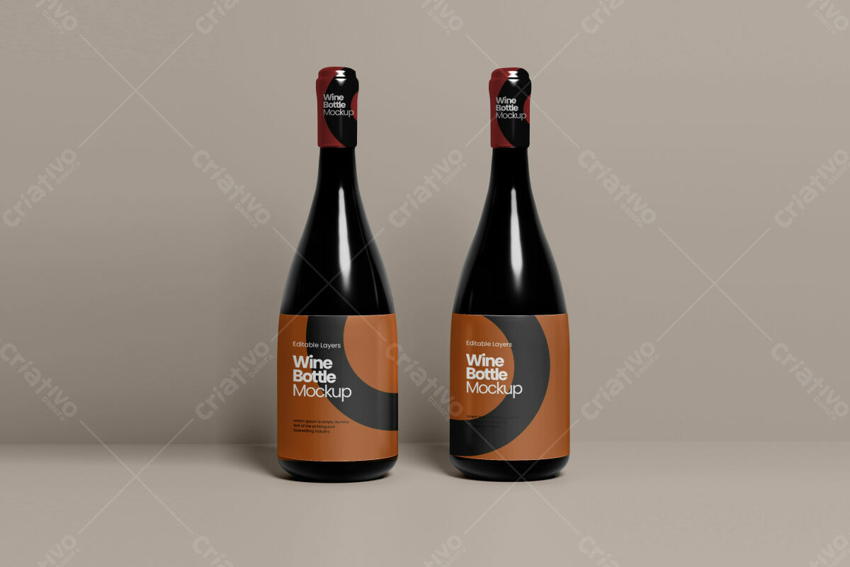 Mockup Garrafa de Vinho PSD Editável