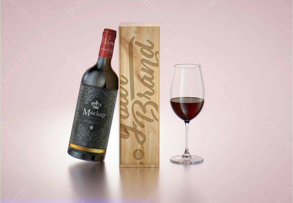 Mockup de Embalagem para Vinho PSD Editável