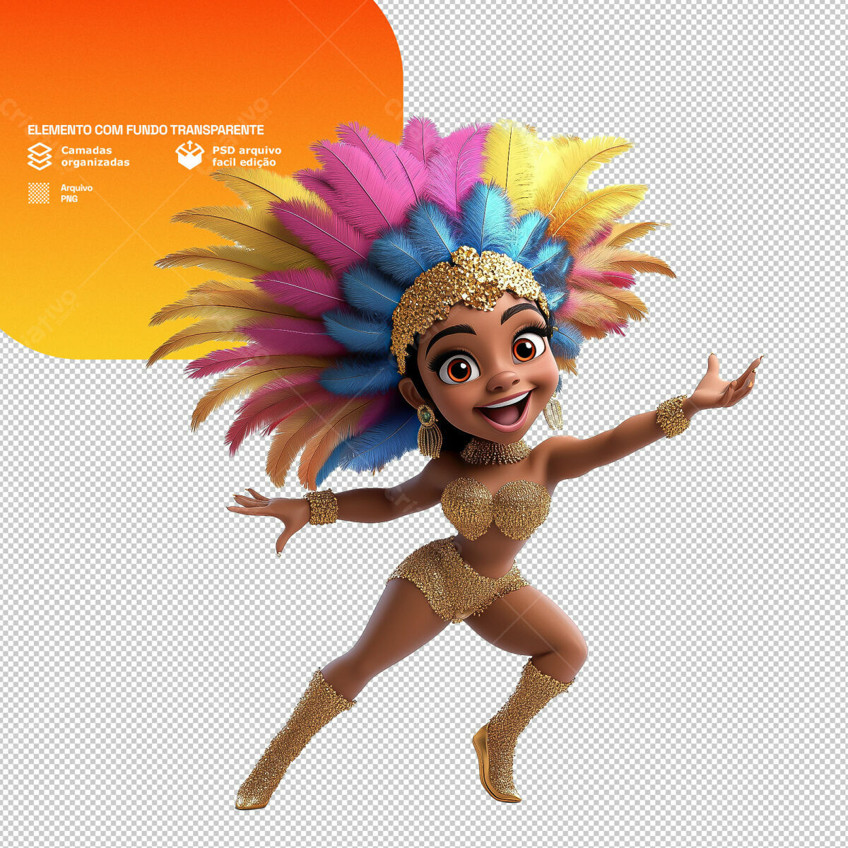 PSD Personagem Carnaval para Festa PSD Editável
