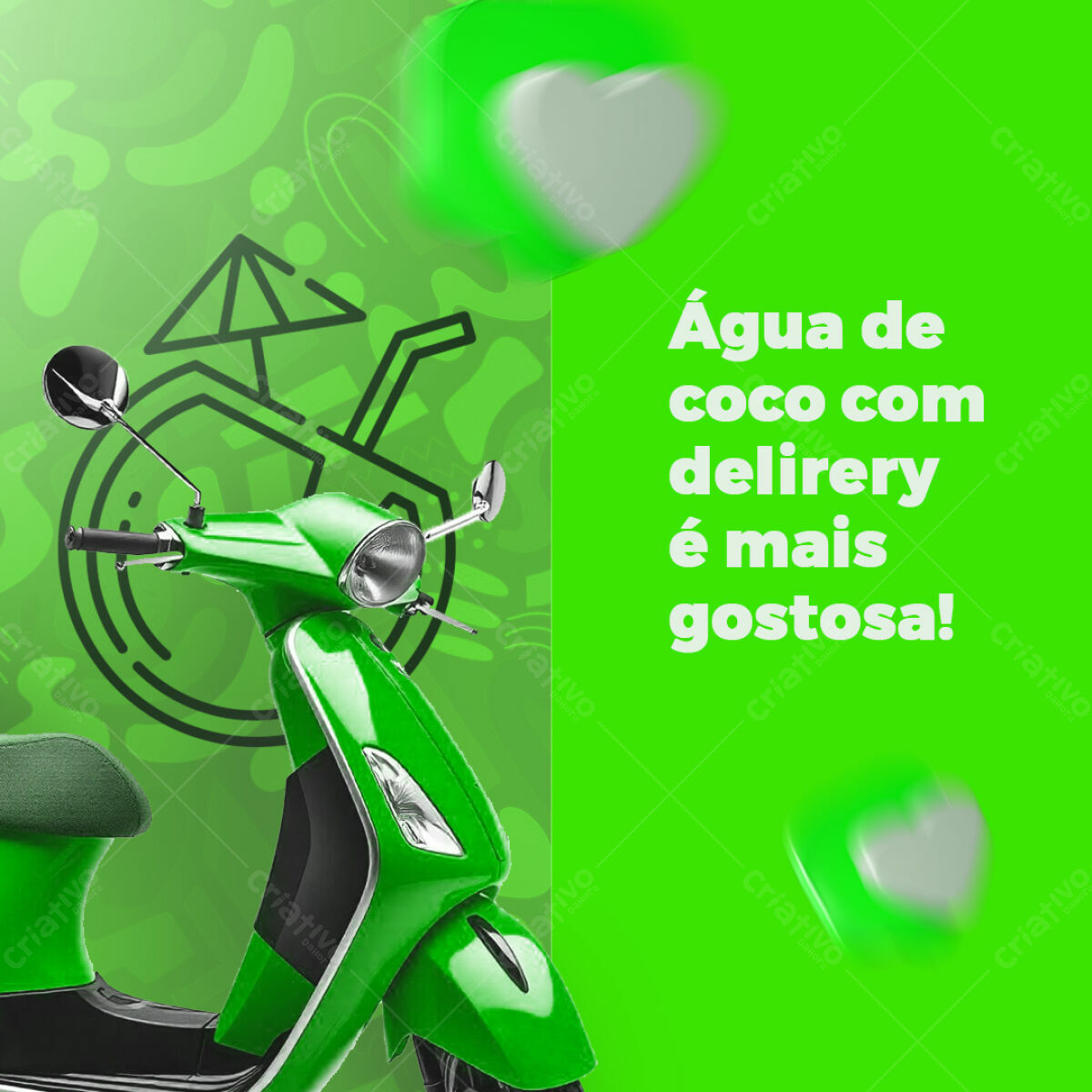 Flyer para Delivery de Água de Coco PSD Editável