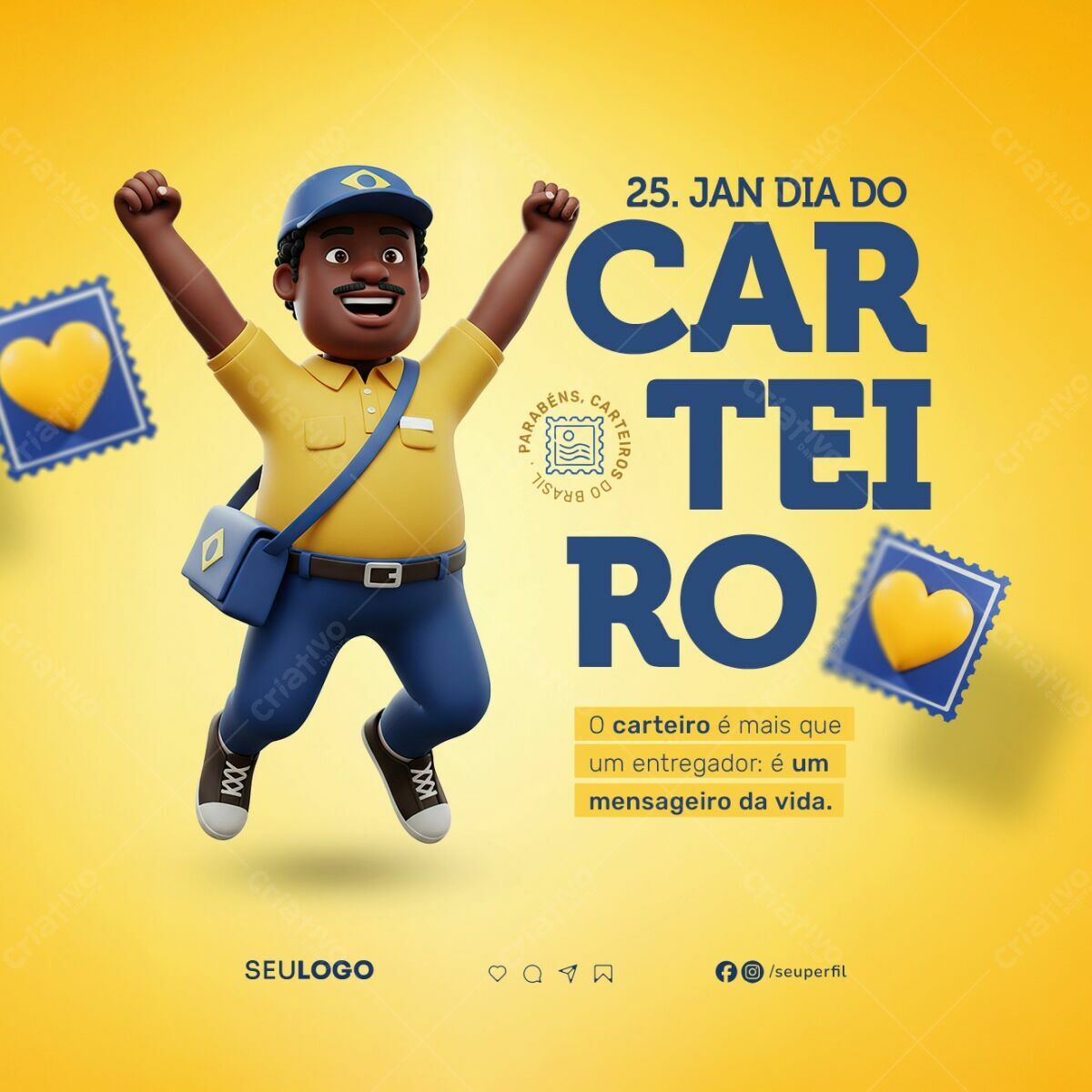 Postagem Dia do Carteiro PSD Editável